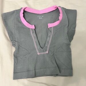 Gray and pink out from under top